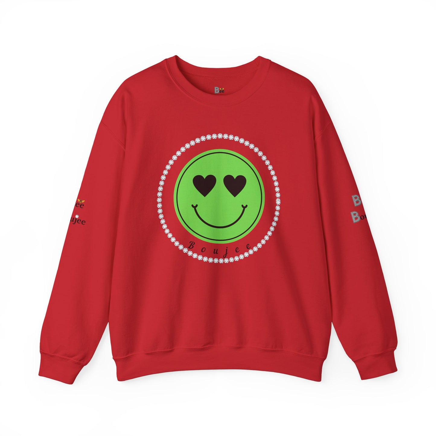 Boujee Smiley Face Heart Eyes Green - Heavy Blend™ Light Colors Crewneck Sweatshirt