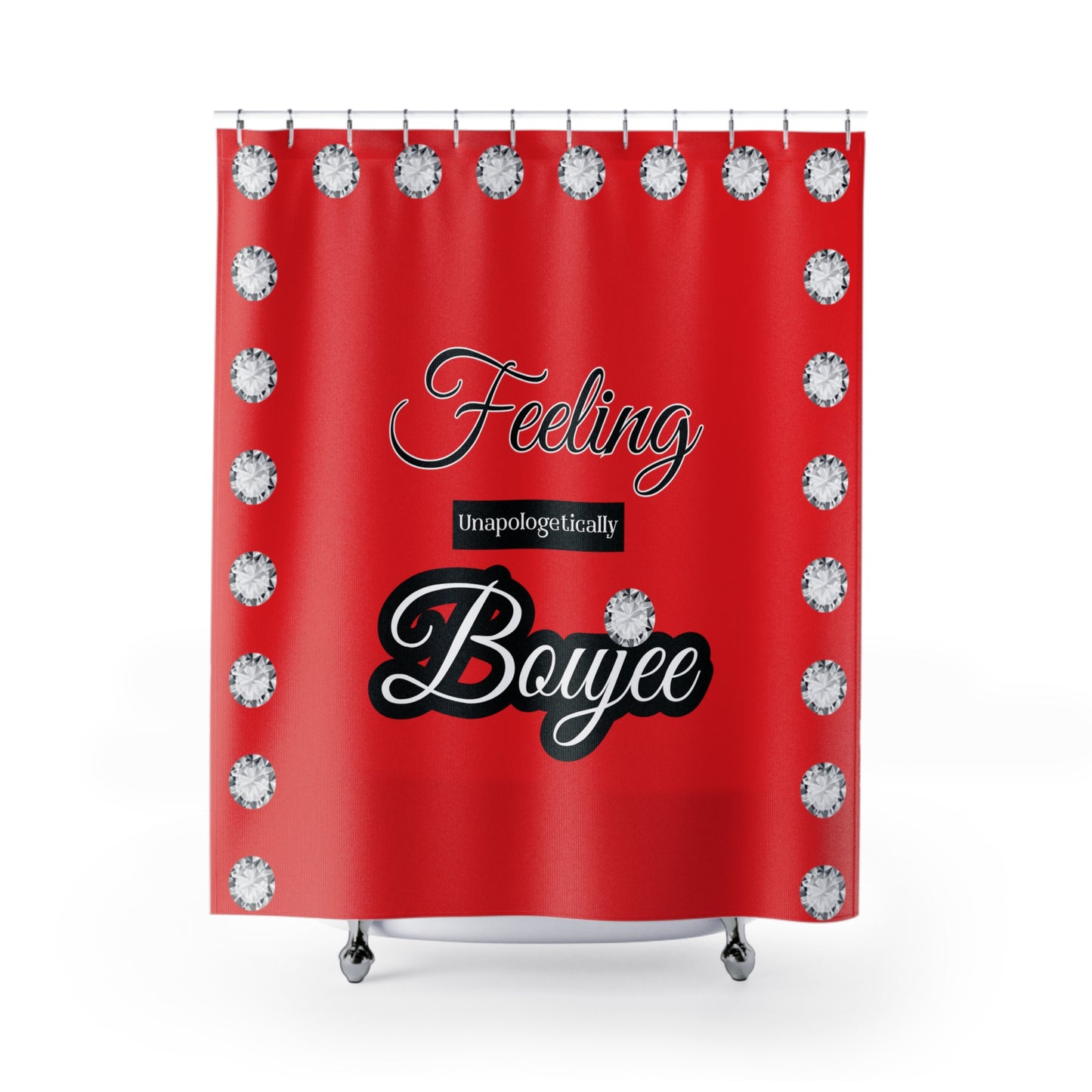 Feeling Boujee - Shower Curtain RED with DIAMONDS