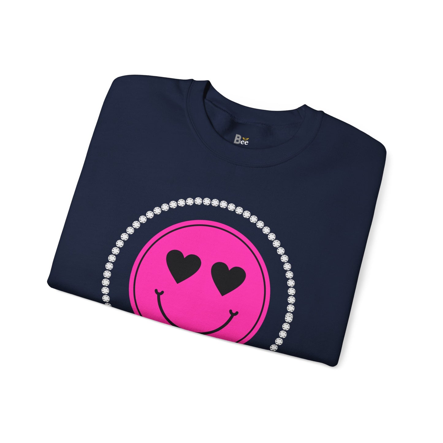 Boujee Smiley Face Pink Heart Eyes - Heavy Blend™ Dark Colors Crewneck Sweatshirt