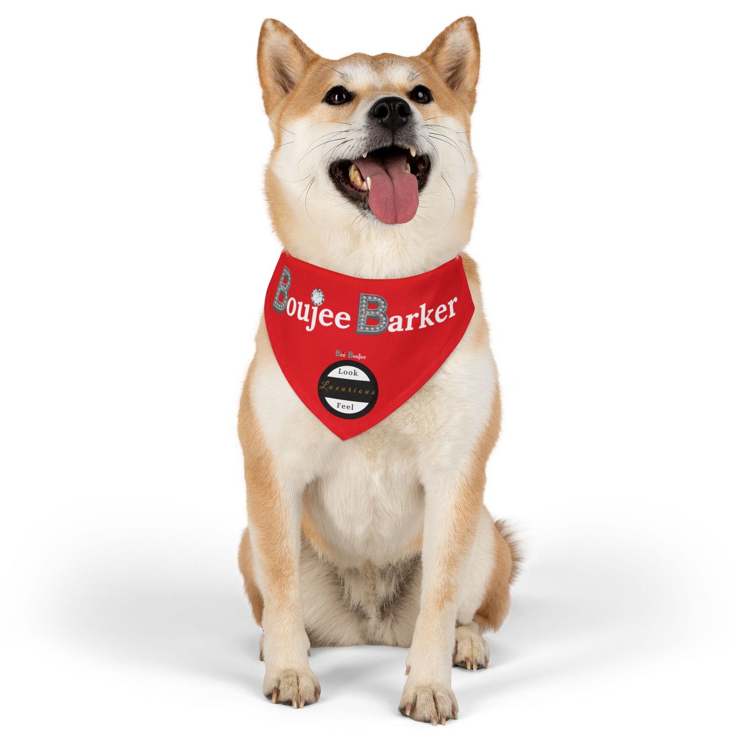 Boujee Barker Bandana RED - Pet Collar MEDIUM