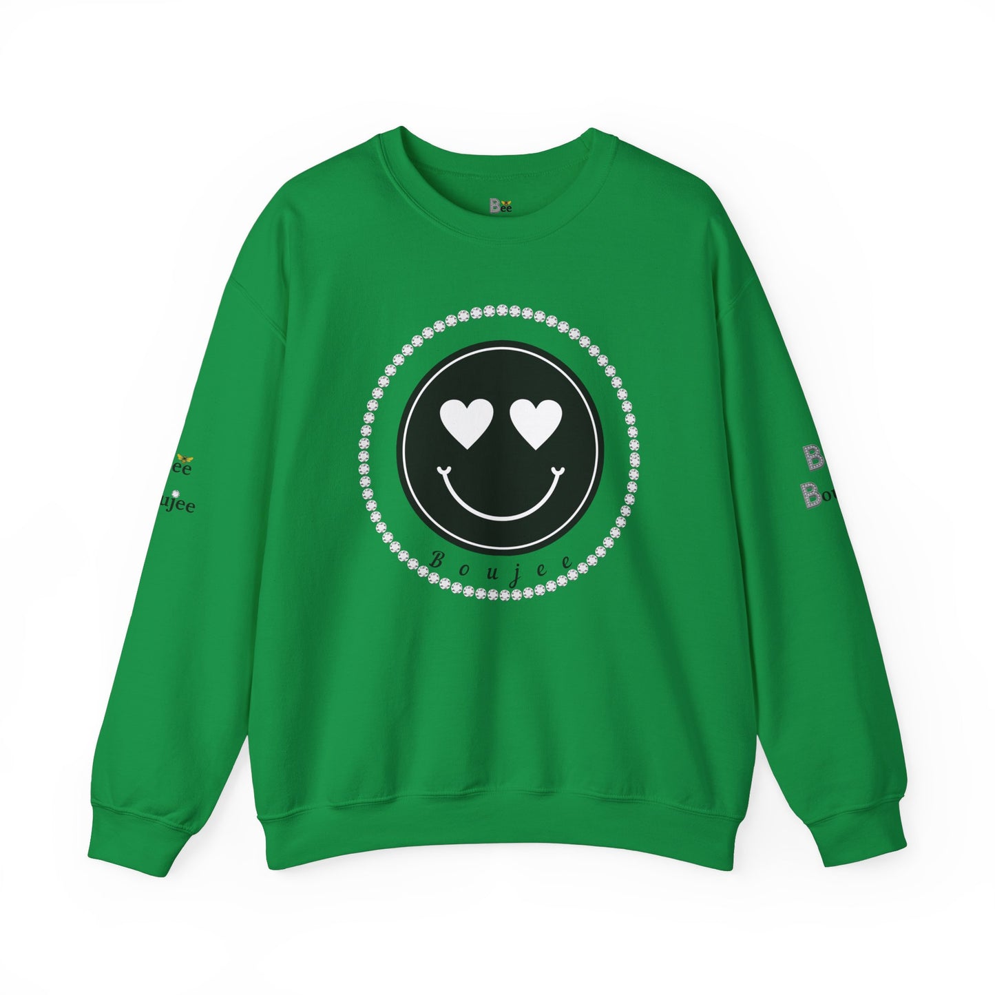 Boujee Smiley Face Heart Eyes Black - Heavy Blend™ Light Colors Crewneck Sweatshirt