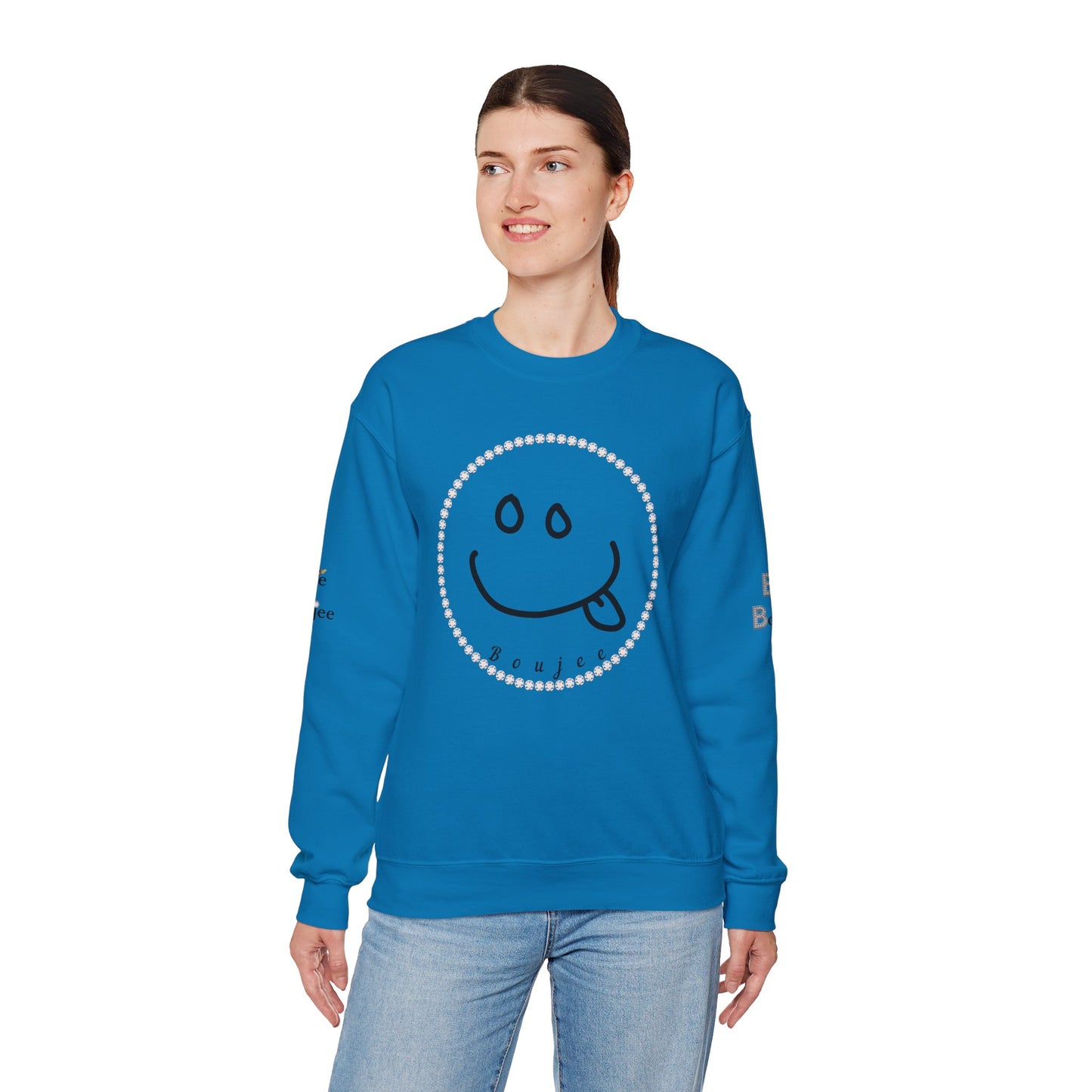 Boujee Smiley Goofy Face - Heavy Blend™ Light Colors Crewneck Sweatshirt