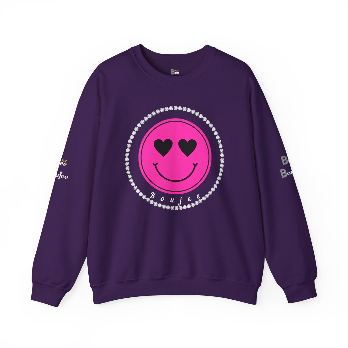 Boujee Smiley Face Pink Heart Eyes - Heavy Blend™ Dark Colors Crewneck Sweatshirt