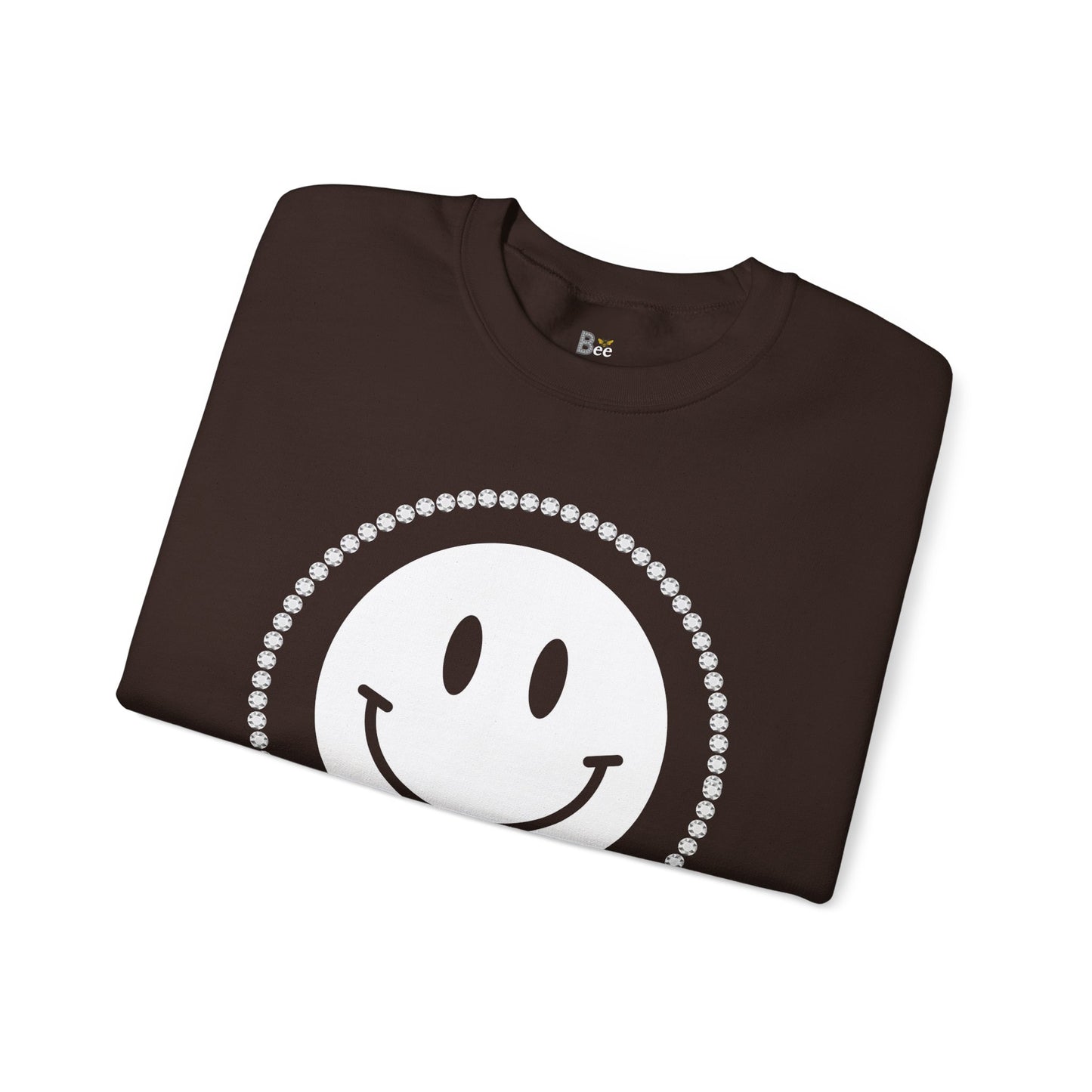 Boujee Smiley Face White - Heavy Blend™ Dark Colors Crewneck Sweatshirt