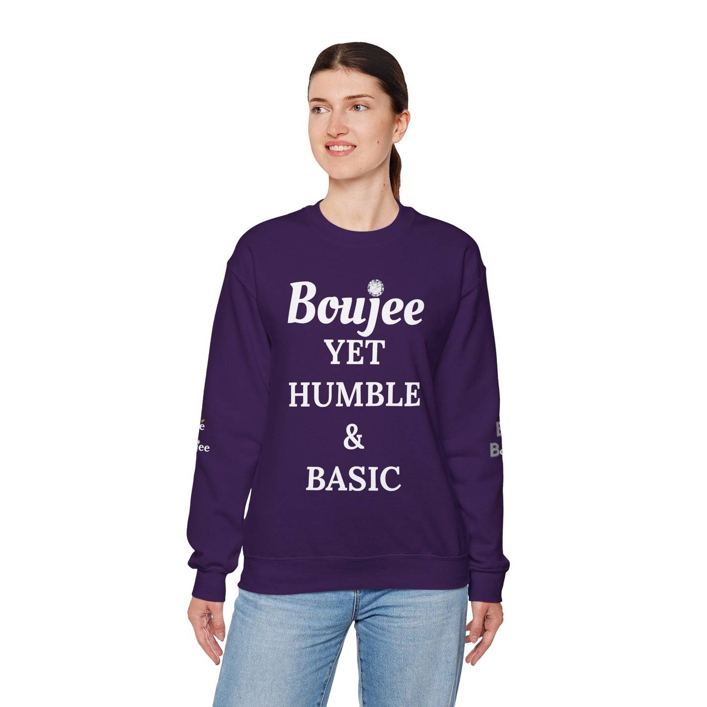 Boujee Yet Humble & Basic - Heavy Blend™ Dark Colors Crewneck Sweatshirt