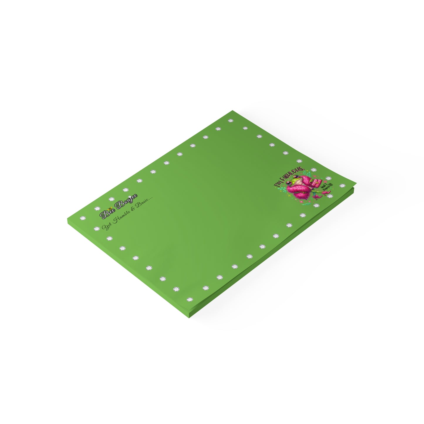 Bee Boujee DIAMONDS Fabulous Froggie - Post-it® Note Pad GREEN 8x6
