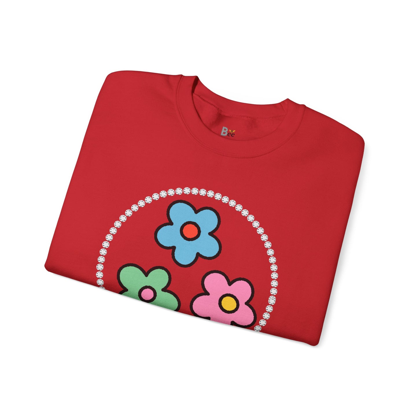 Boujee Mini Flowers Blue Pink Green - Heavy Blend™ Light Colors Crewneck Sweatshirt