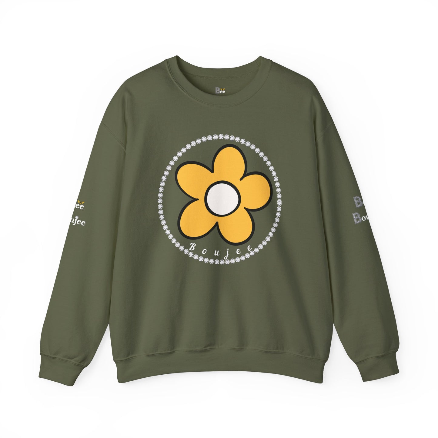Boujee Flower Yellow White - Heavy Blend™ Dark Colors Crewneck Sweatshirt