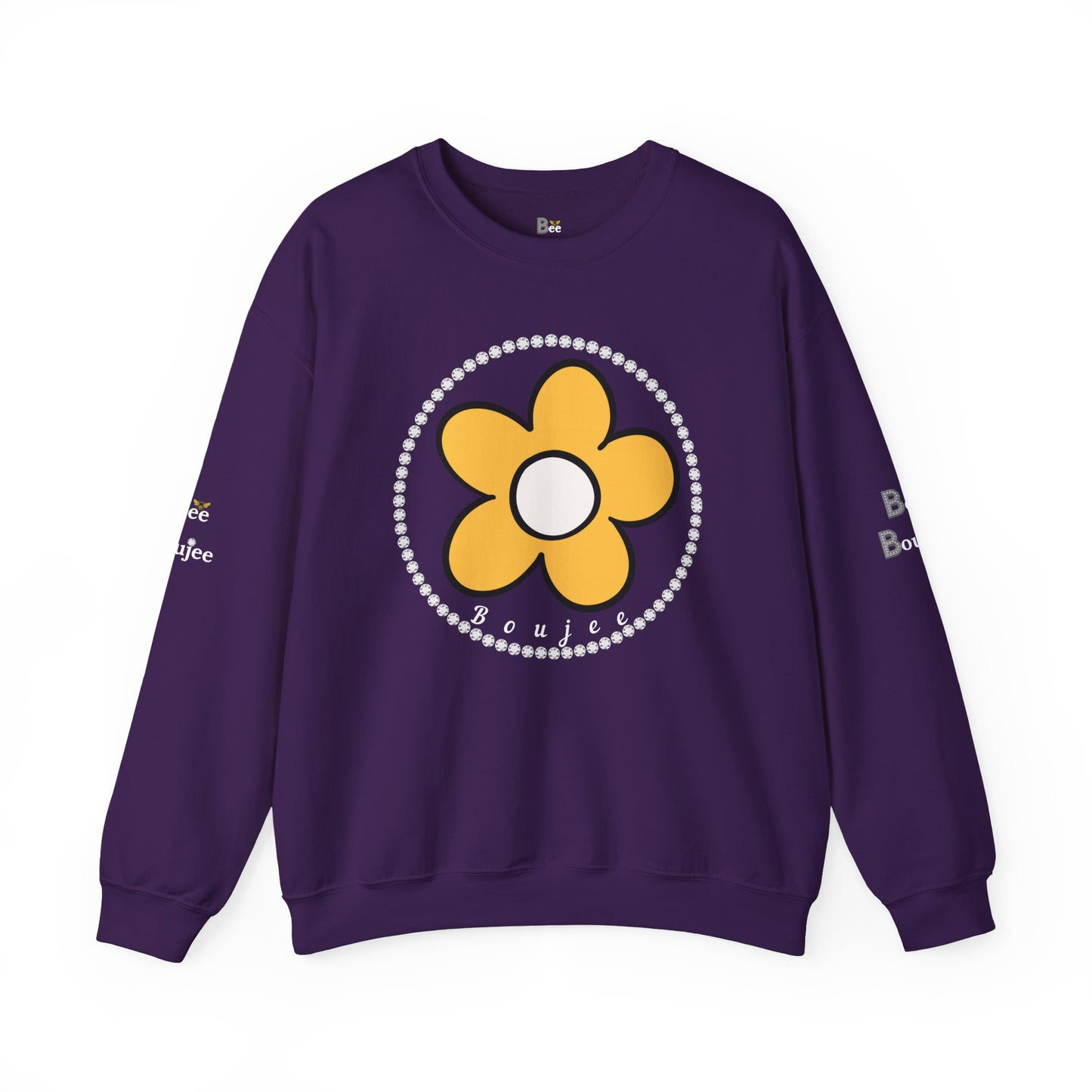 Boujee Flower Yellow White - Heavy Blend™ Dark Colors Crewneck Sweatshirt