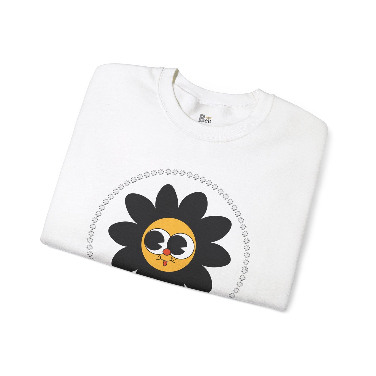Boujee Flower Smiley Face Black Gold Wide-Eyed - Heavy Blend™ Light Colors Crewneck Sweatshirt