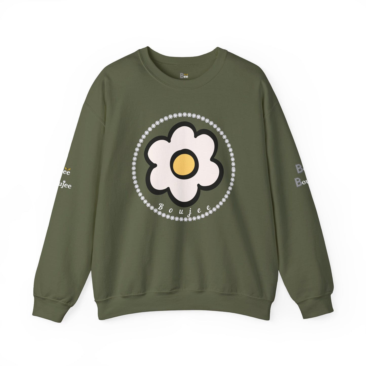 Boujee White Gold Flower White - Heavy Blend™ Dark Colors Crewneck Sweatshirt