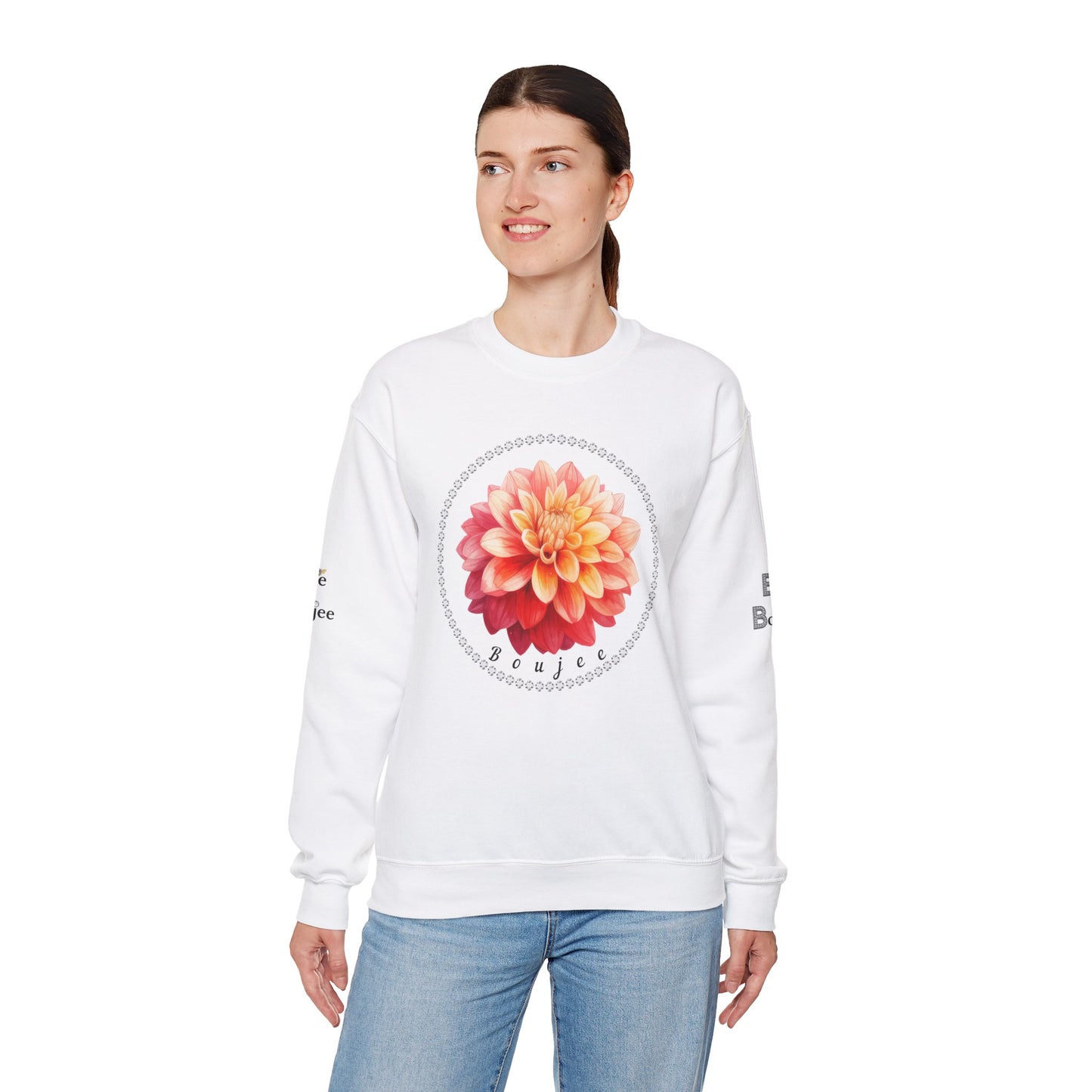 Boujee Flower Pink Yellow - Heavy Blend™ Light Colors Crewneck Sweatshirt