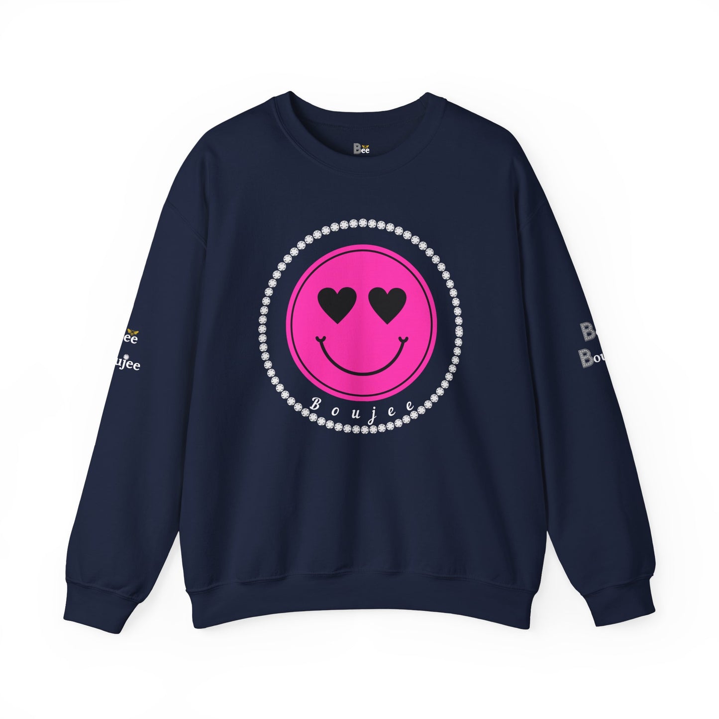 Boujee Smiley Face Pink Heart Eyes - Heavy Blend™ Dark Colors Crewneck Sweatshirt