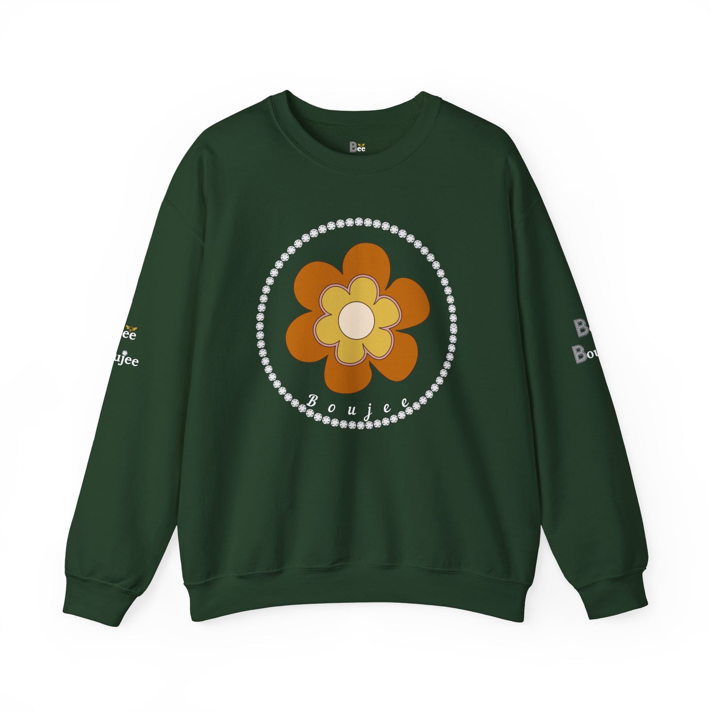 Boujee Brown Flower - Heavy Blend™ Dark Colors Crewneck Sweatshirt