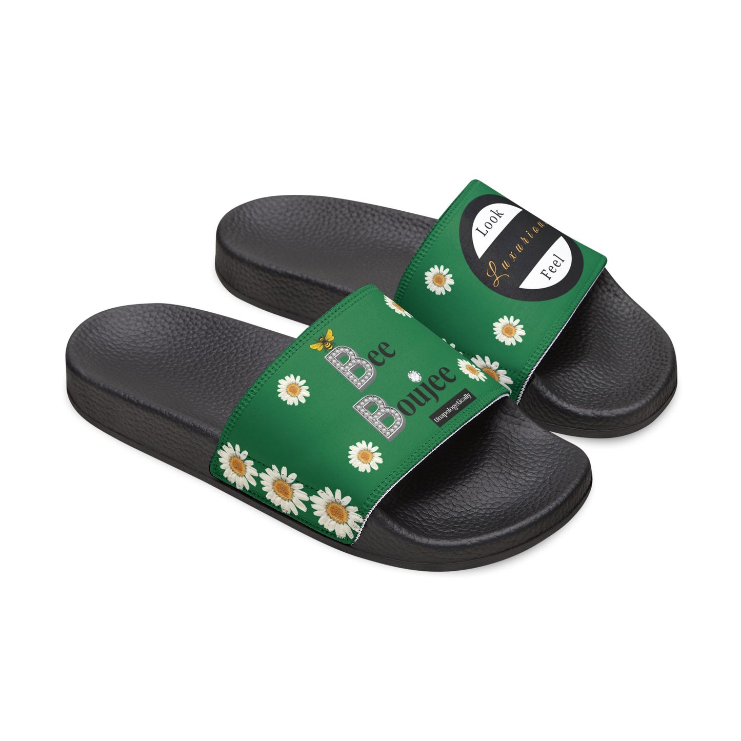 Bee Boujee - DARK GREEN Flowers Women's Removable-Strap Sandals