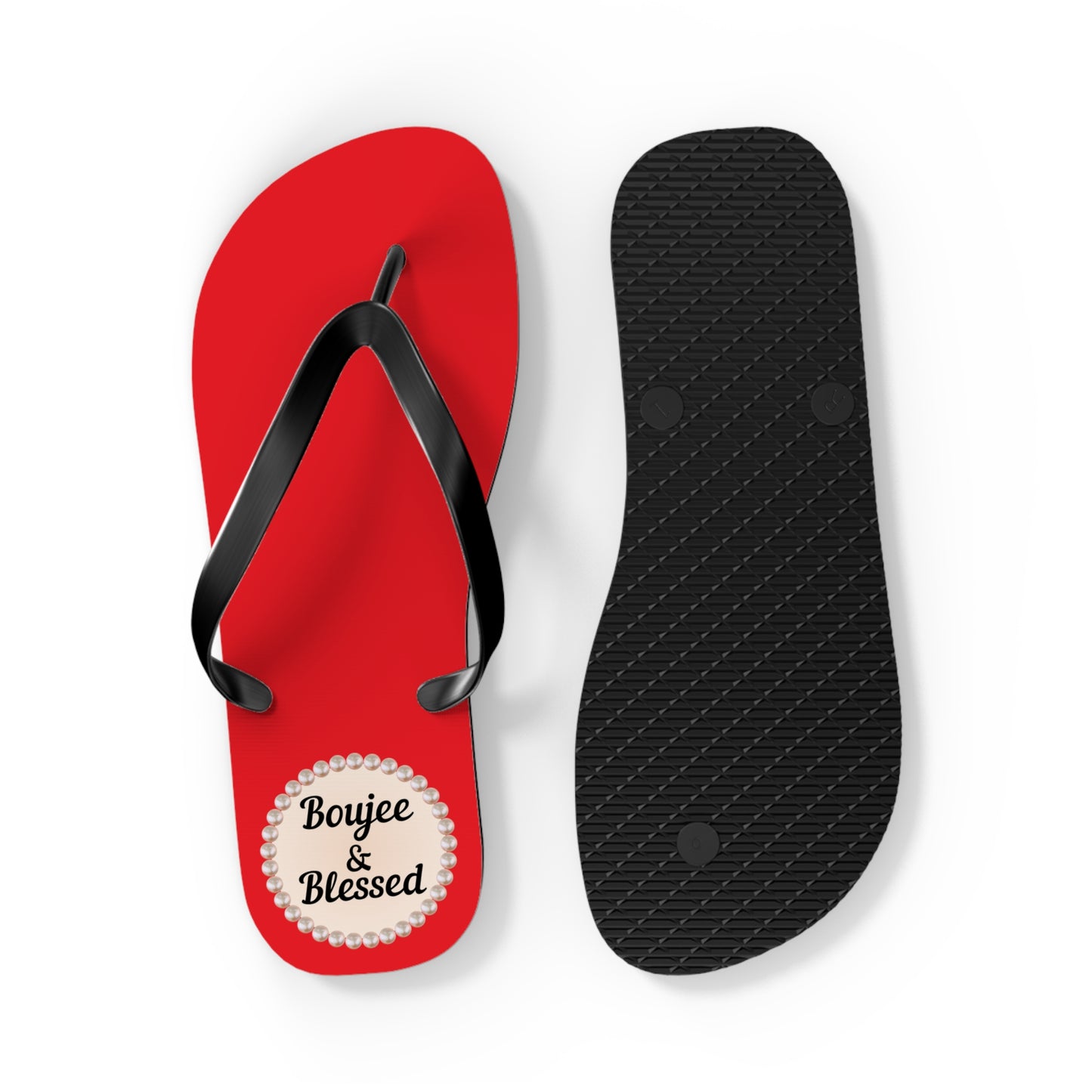 Boujee & Blessed RED Flip Flops - LARGE