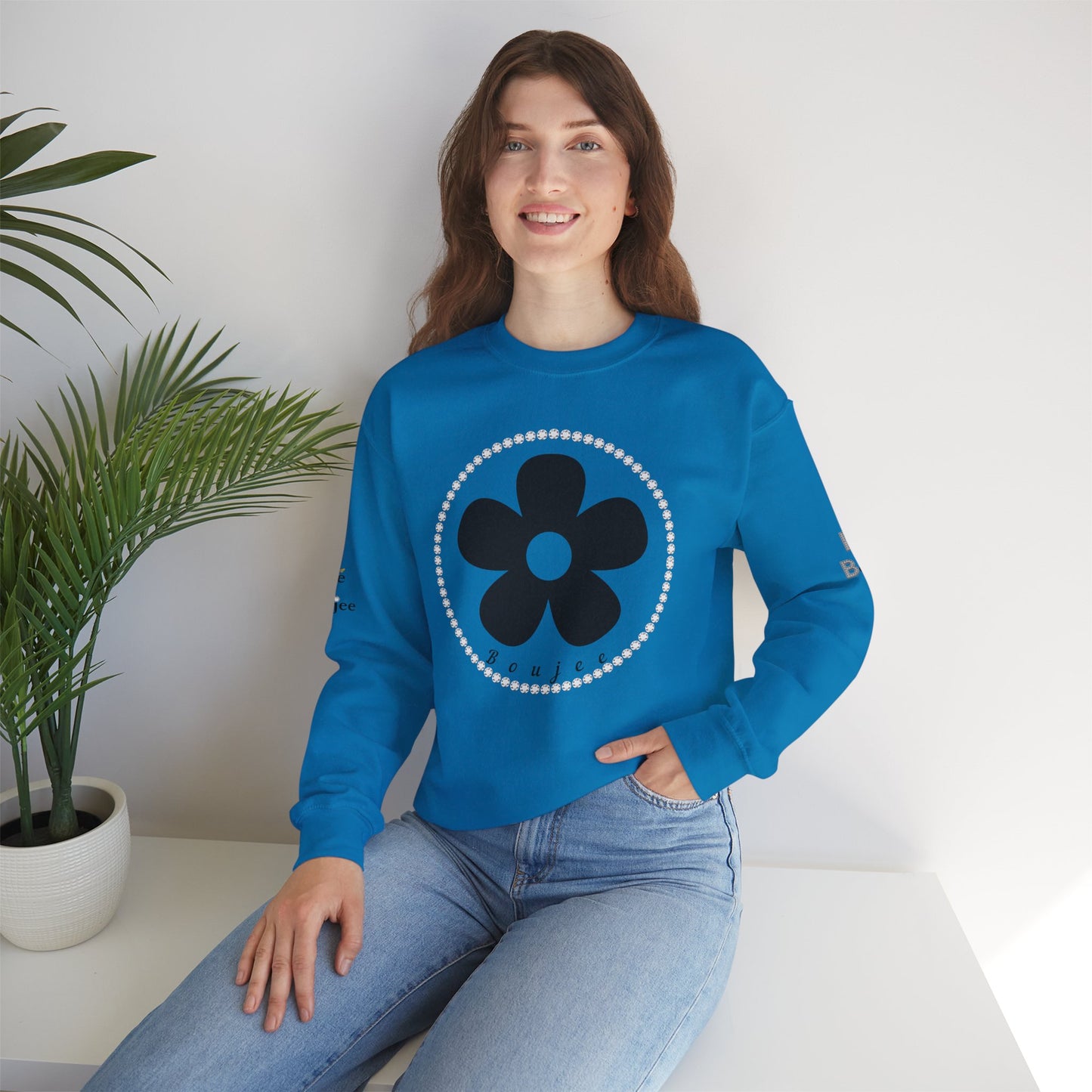 Boujee Black Flower - Heavy Blend™ Light Colors Crewneck Sweatshirt