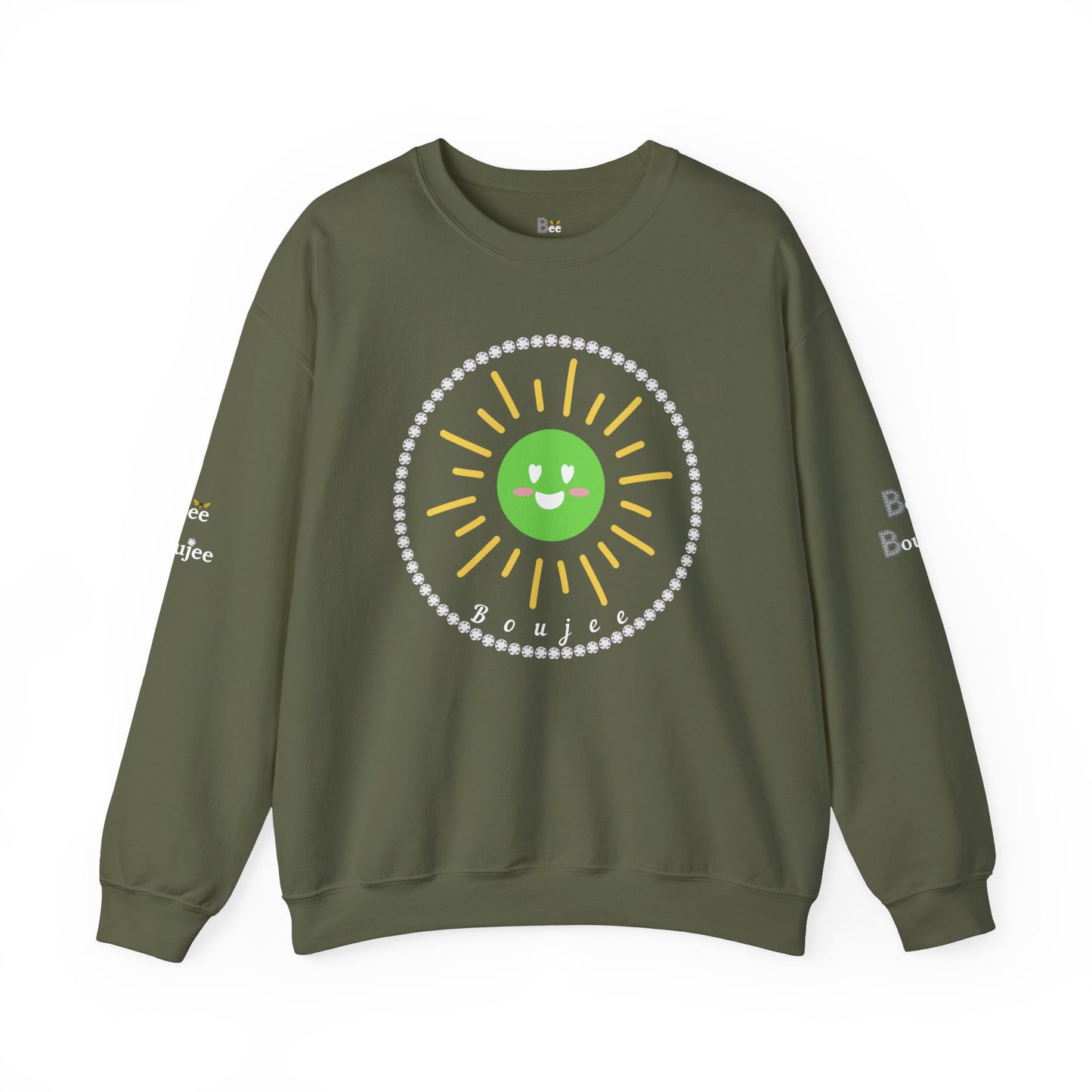 Boujee Sunshine Smiley Face Green - Heavy Blend™ Dark Colors Crewneck Sweatshirt