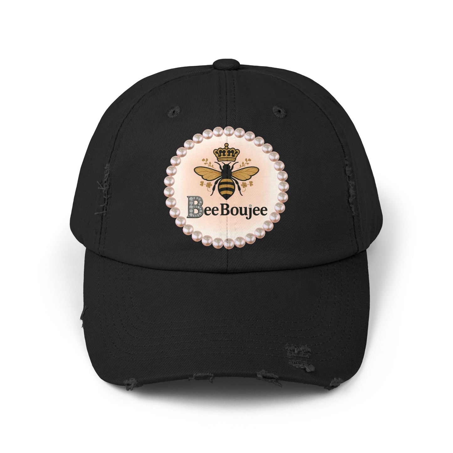Bee Boujee Distressed Pearl-Emblem Cap