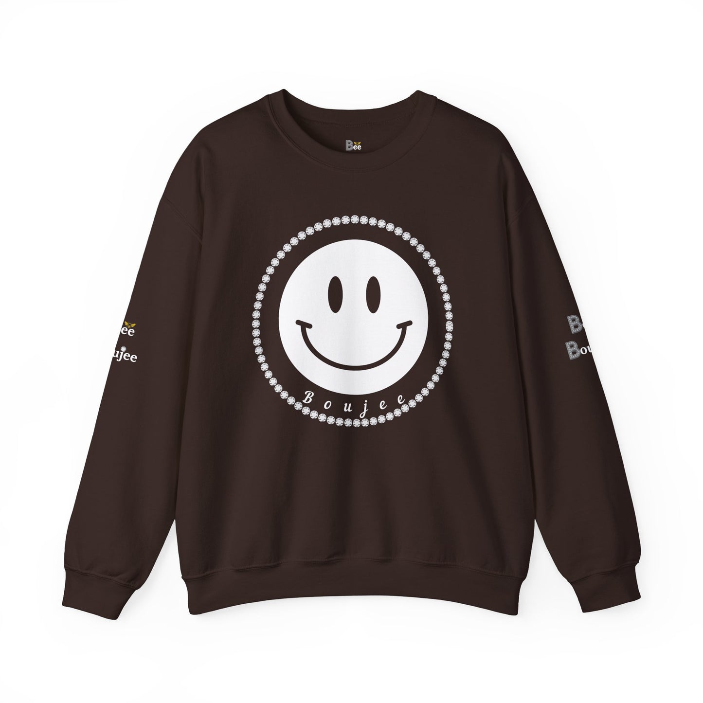 Boujee Smiley Face White - Heavy Blend™ Dark Colors Crewneck Sweatshirt