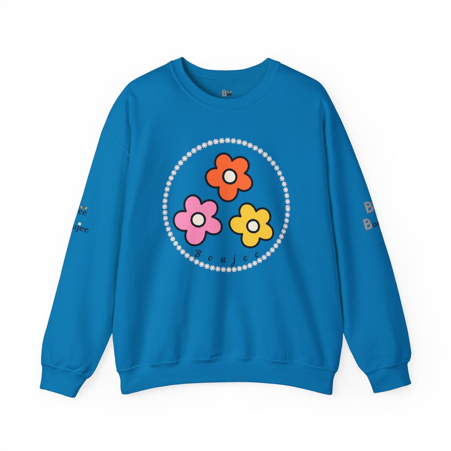 Boujee Mini Flowers Pink Orange Yellow - Heavy Blend™ Light Colors Crewneck Sweatshirt