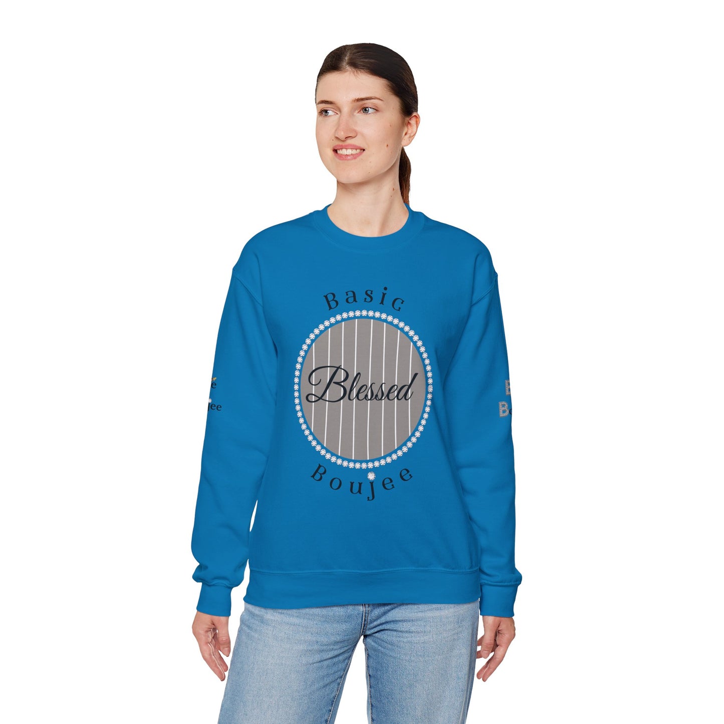 Basic Boujee Blessed - Heavy Blend™ Light Colors Crewneck Sweatshirt