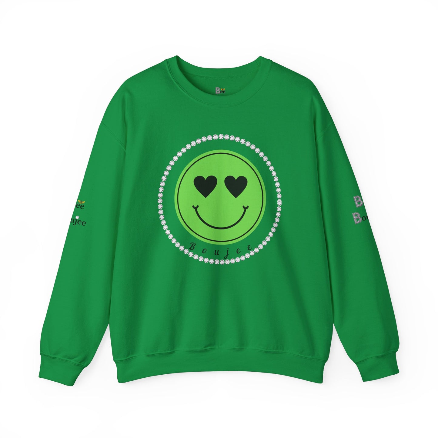 Boujee Smiley Face Heart Eyes Green - Heavy Blend™ Light Colors Crewneck Sweatshirt