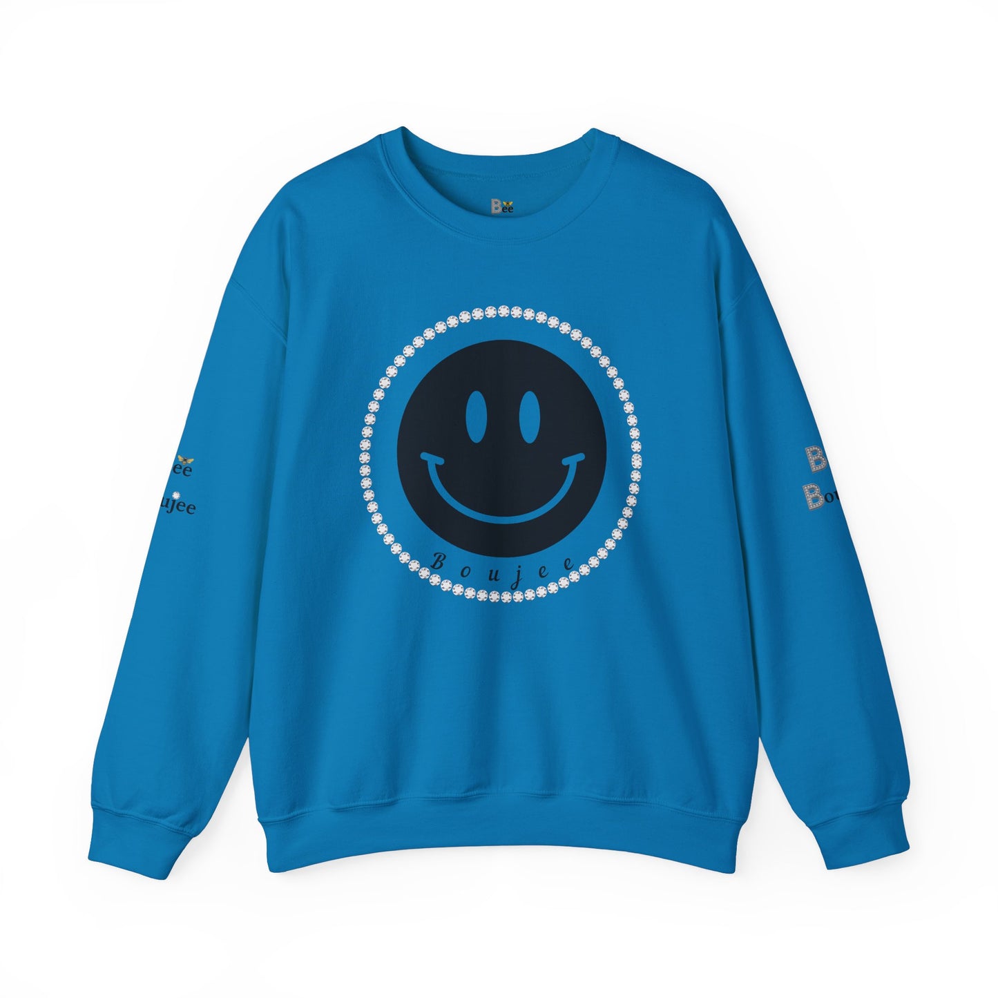 Boujee Smiley Face Black - Heavy Blend™ Light Colors Crewneck Sweatshirt