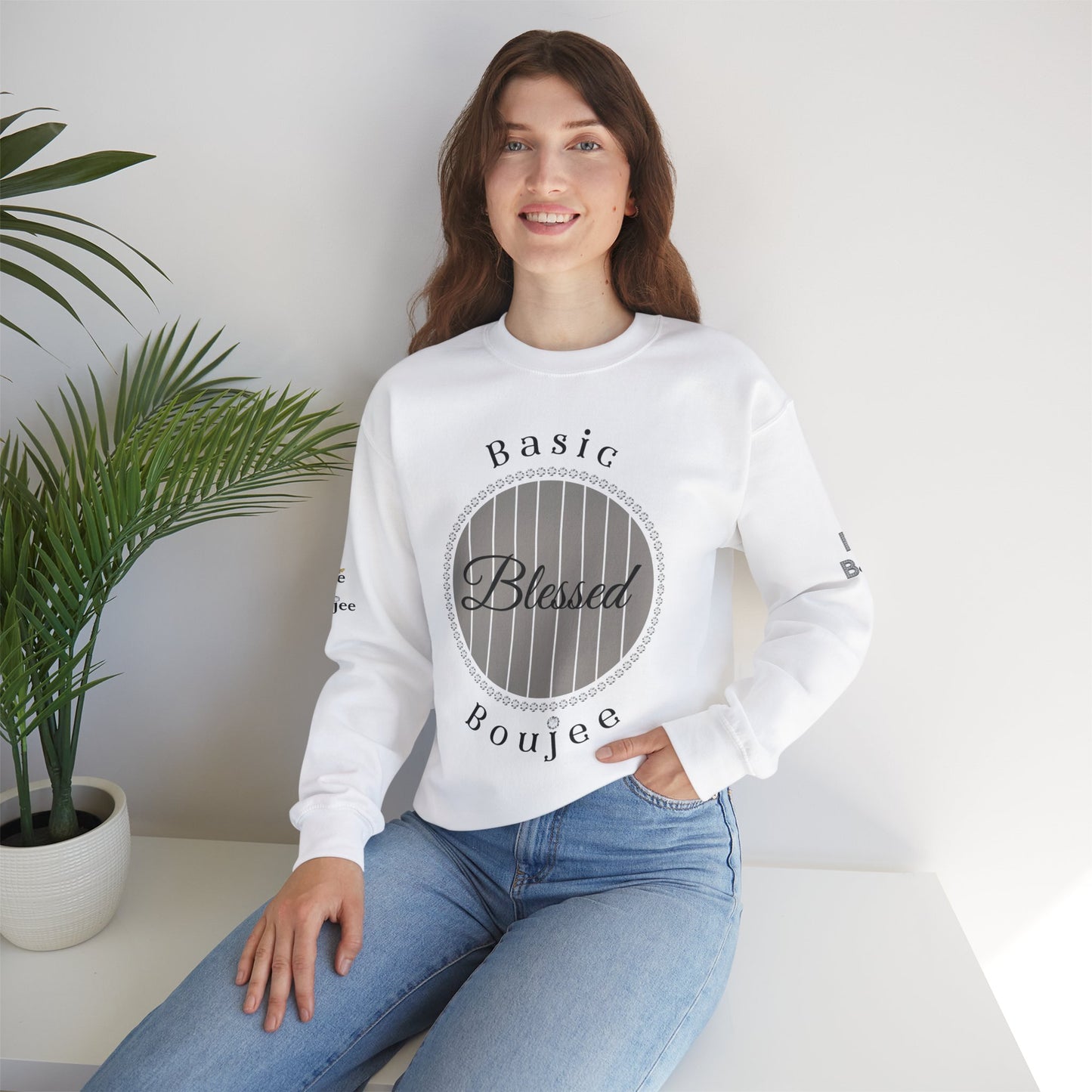 Basic Boujee Blessed - Heavy Blend™ Light Colors Crewneck Sweatshirt