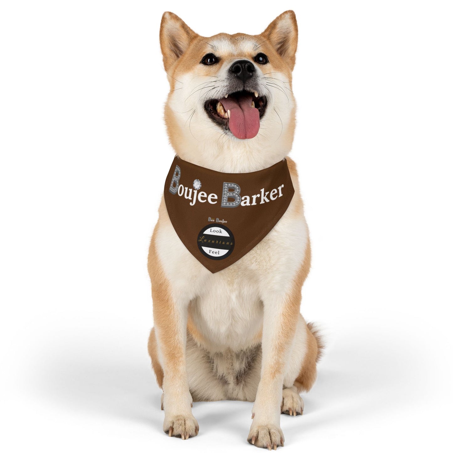 Boujee Barker Bandana BROWN - Pet Collar MEDIUM