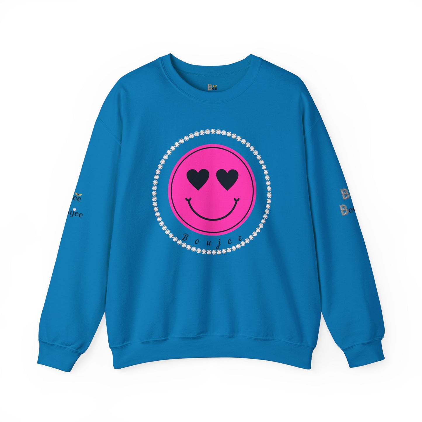 Boujee Smiley Face Heart Eyes Pink - Heavy Blend™ Light Colors Crewneck Sweatshirt