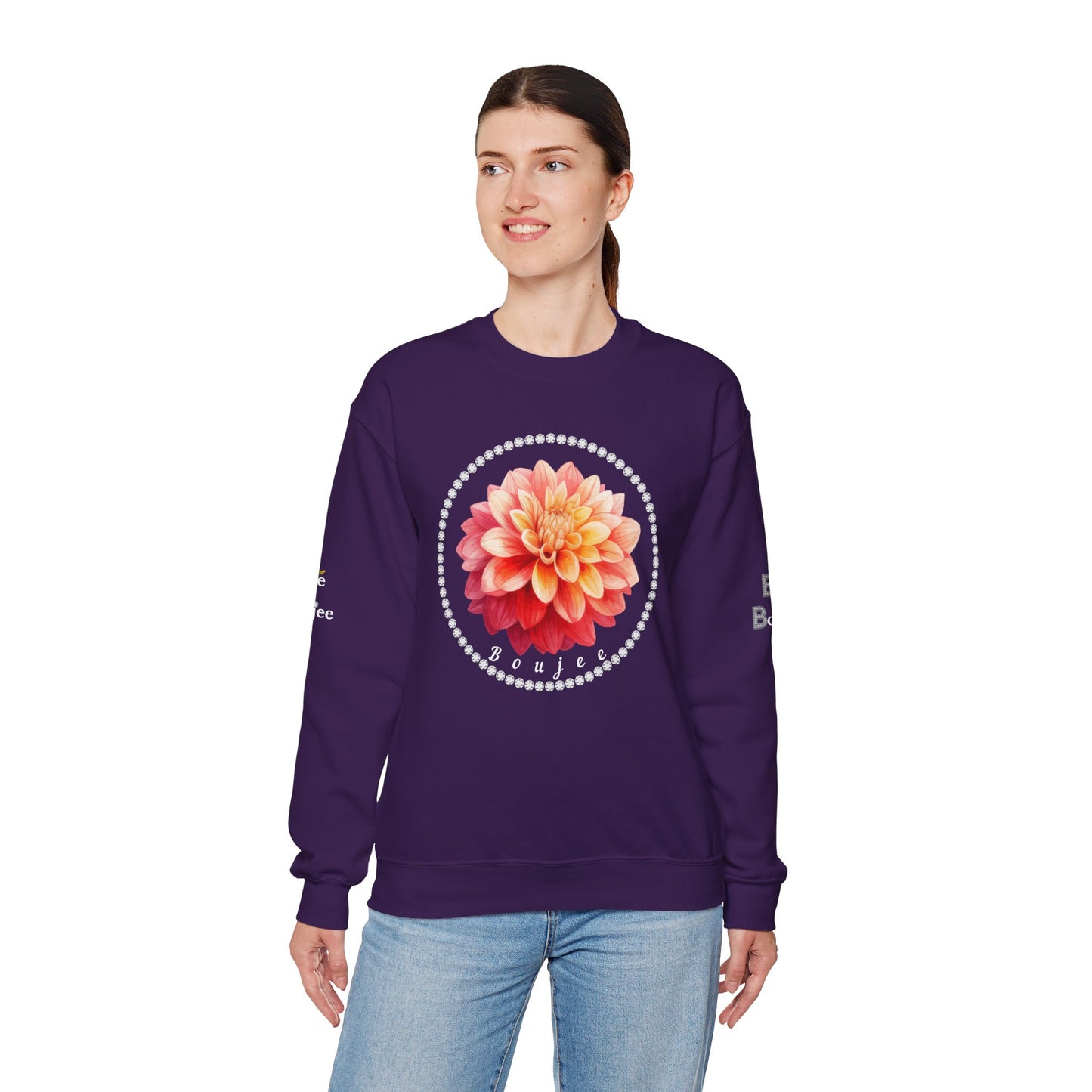 Boujee Flower Pink Yellow - Heavy Blend™ Dark Colors Crewneck Sweatshirt