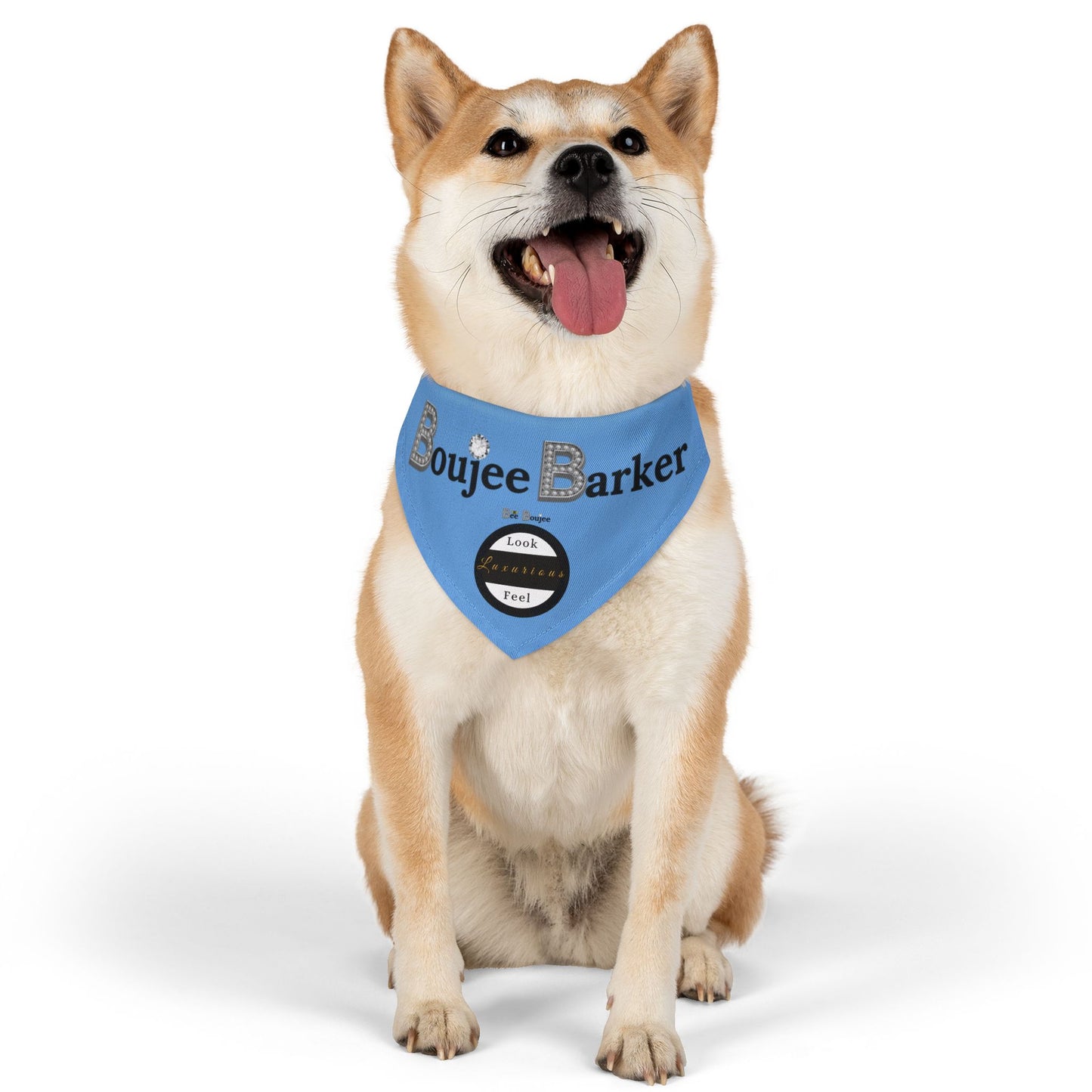 Boujee Barker Bandana BLUE - Pet Collar MEDIUM