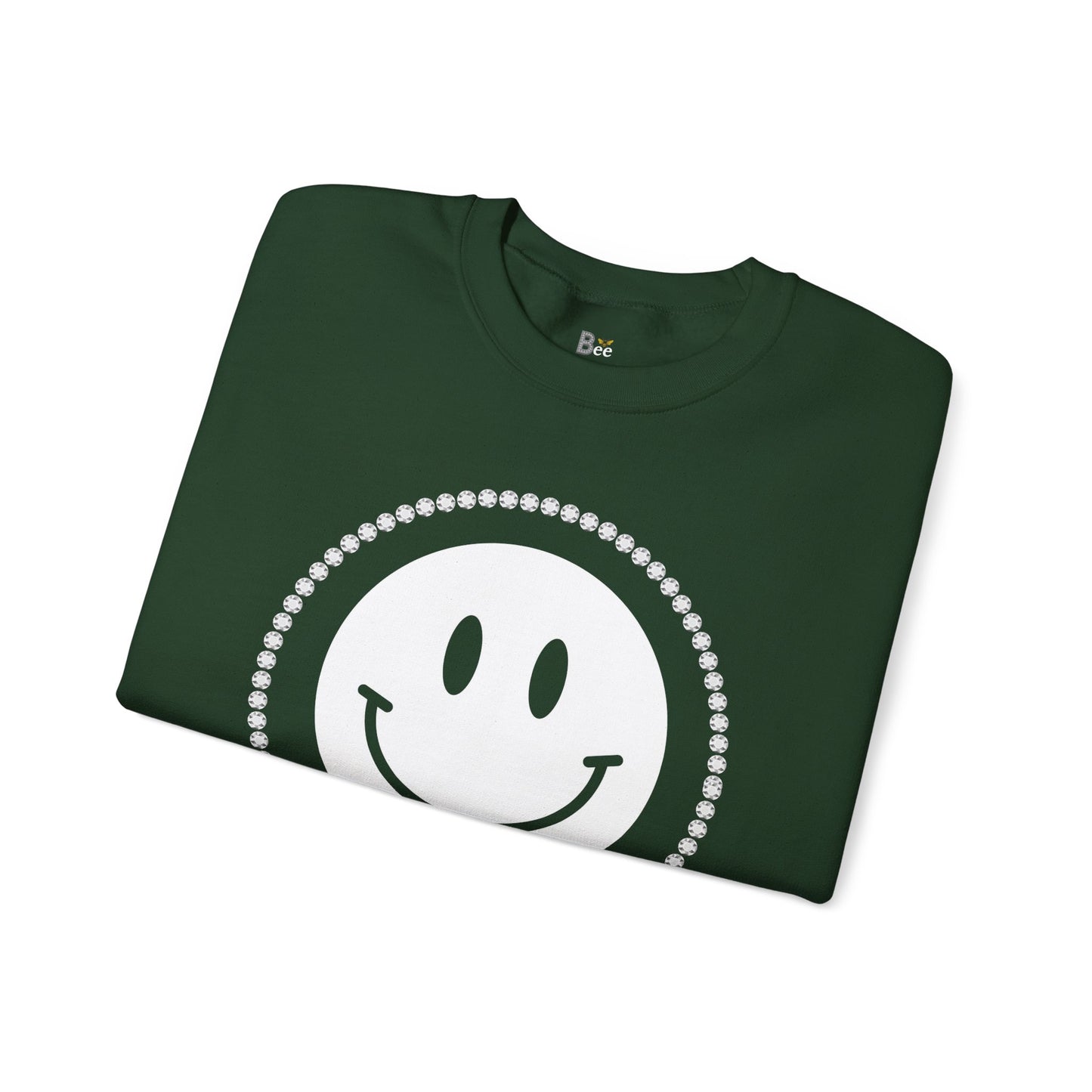 Boujee Smiley Face White - Heavy Blend™ Dark Colors Crewneck Sweatshirt