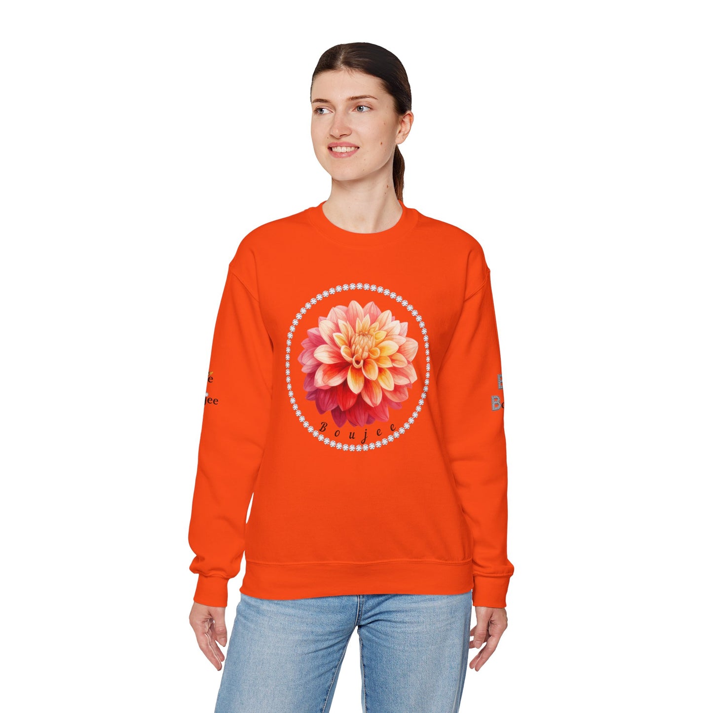 Boujee Flower Pink Yellow - Heavy Blend™ Light Colors Crewneck Sweatshirt