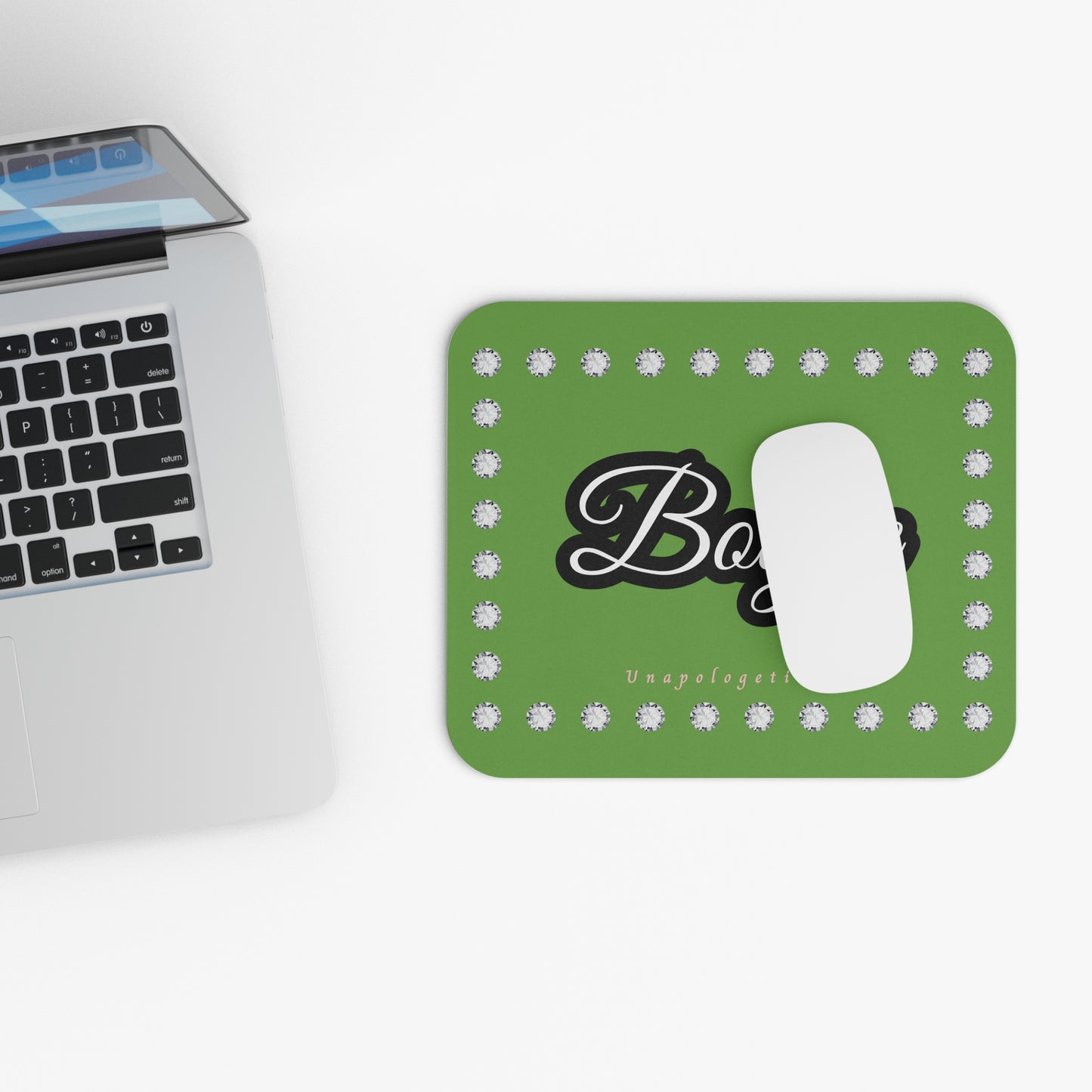 Boujee in Diamonds Mouse Pad GREEN (Rectangle)