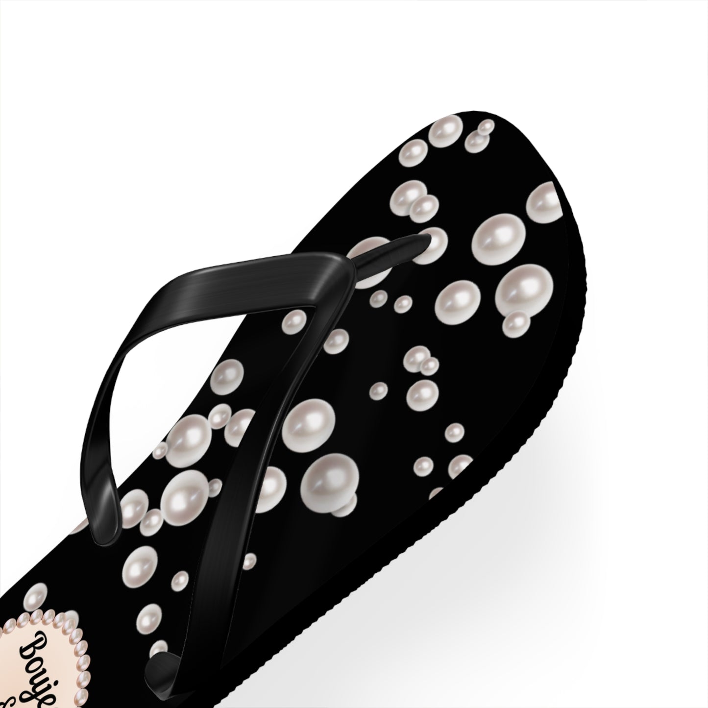 Boujee & Blessed BLACK (Sea of Pearls) Flip-Flops - SMALL