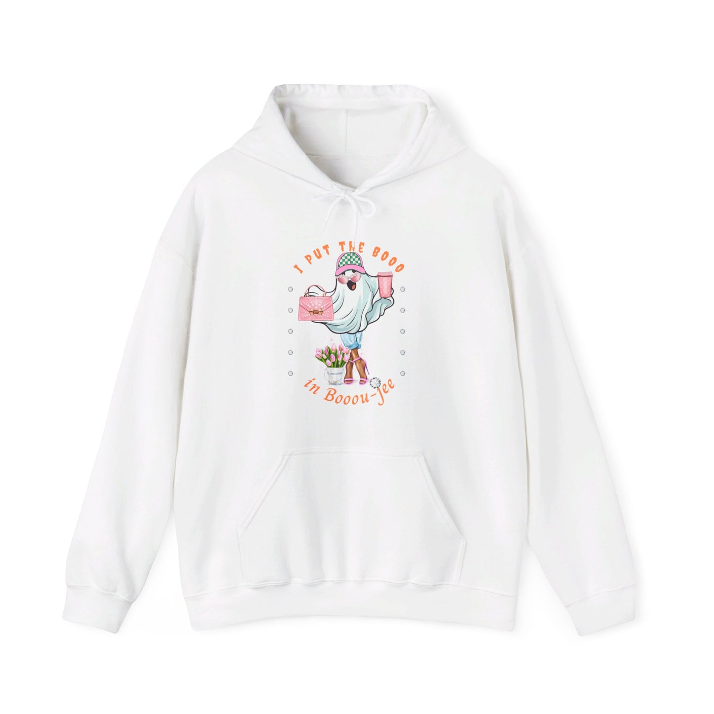 Halloween Booo in Boooujee Heavy Blend™ Hooded Sweatshirt - BROWN SKIN TONE