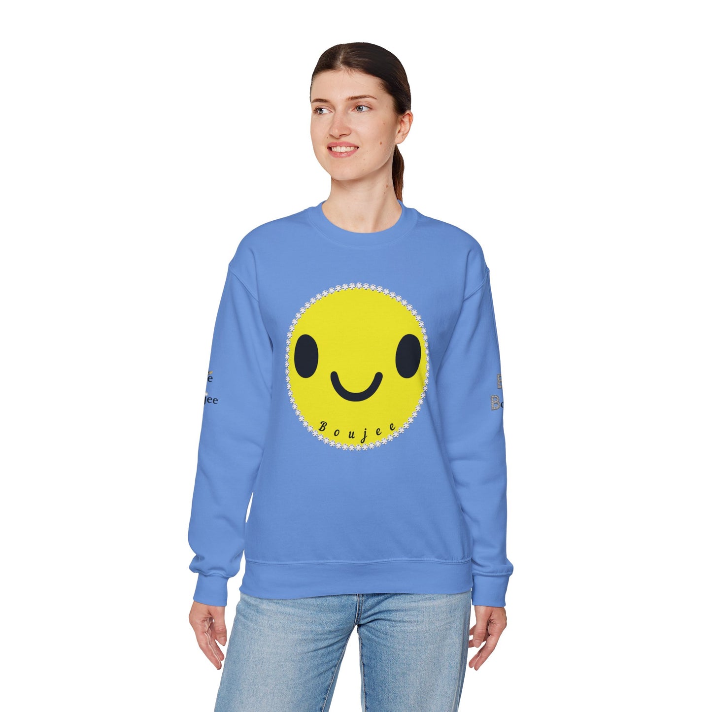 Boujee Smiley Face Yellow - Heavy Blend™ Light Colors Crewneck Sweatshirt