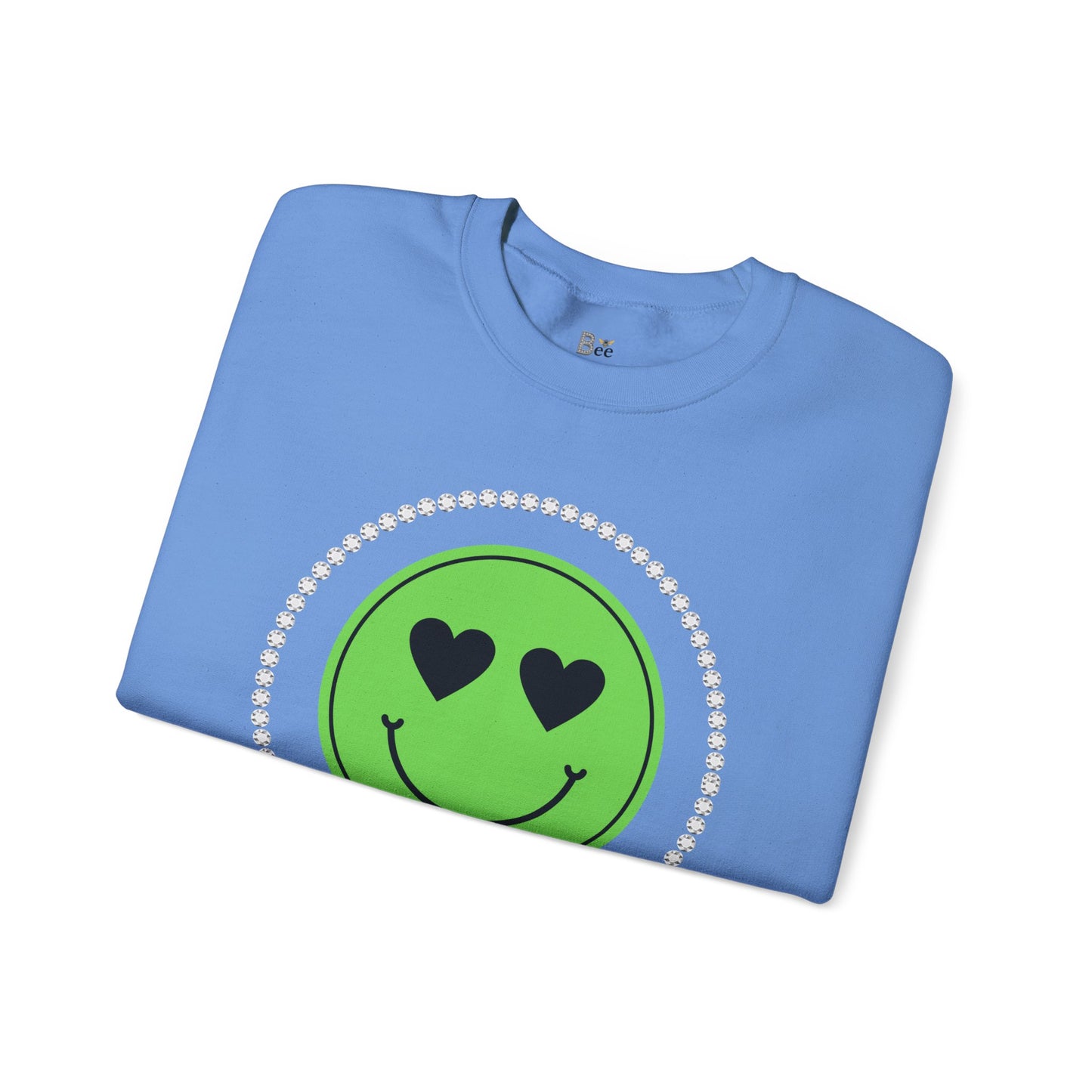 Boujee Smiley Face Heart Eyes Green - Heavy Blend™ Light Colors Crewneck Sweatshirt