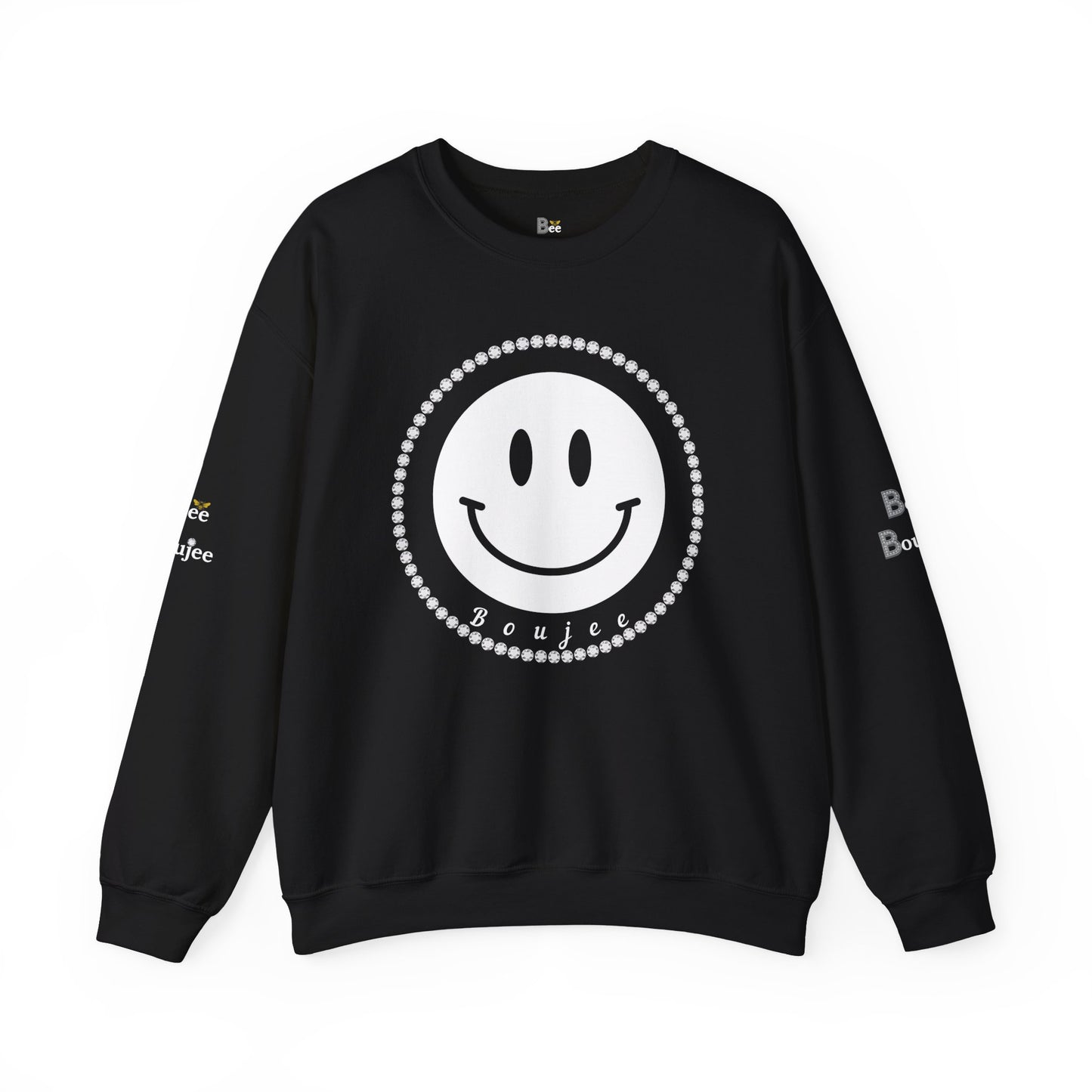Boujee Smiley Face White - Heavy Blend™ Dark Colors Crewneck Sweatshirt