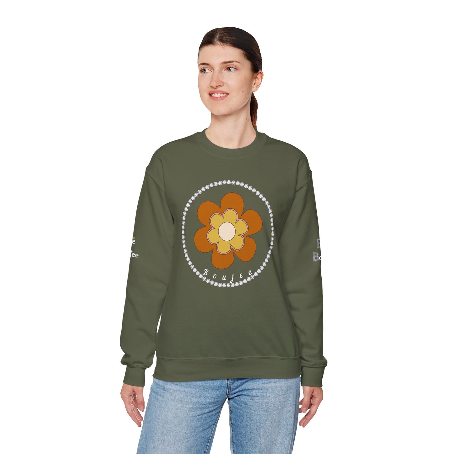 Boujee Brown Flower - Heavy Blend™ Dark Colors Crewneck Sweatshirt