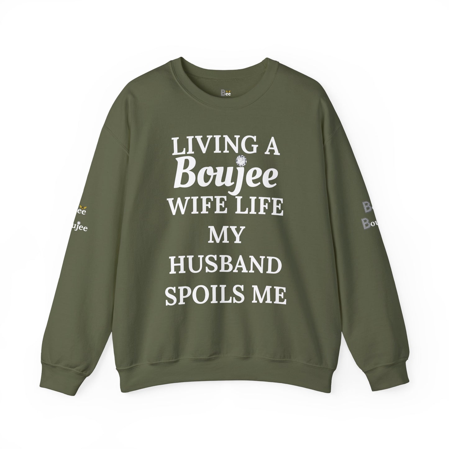 Living a Boujee Wife Life My Husband Spoils Me - Heavy Blend™ Dark Colors Crewneck Sweatshirt