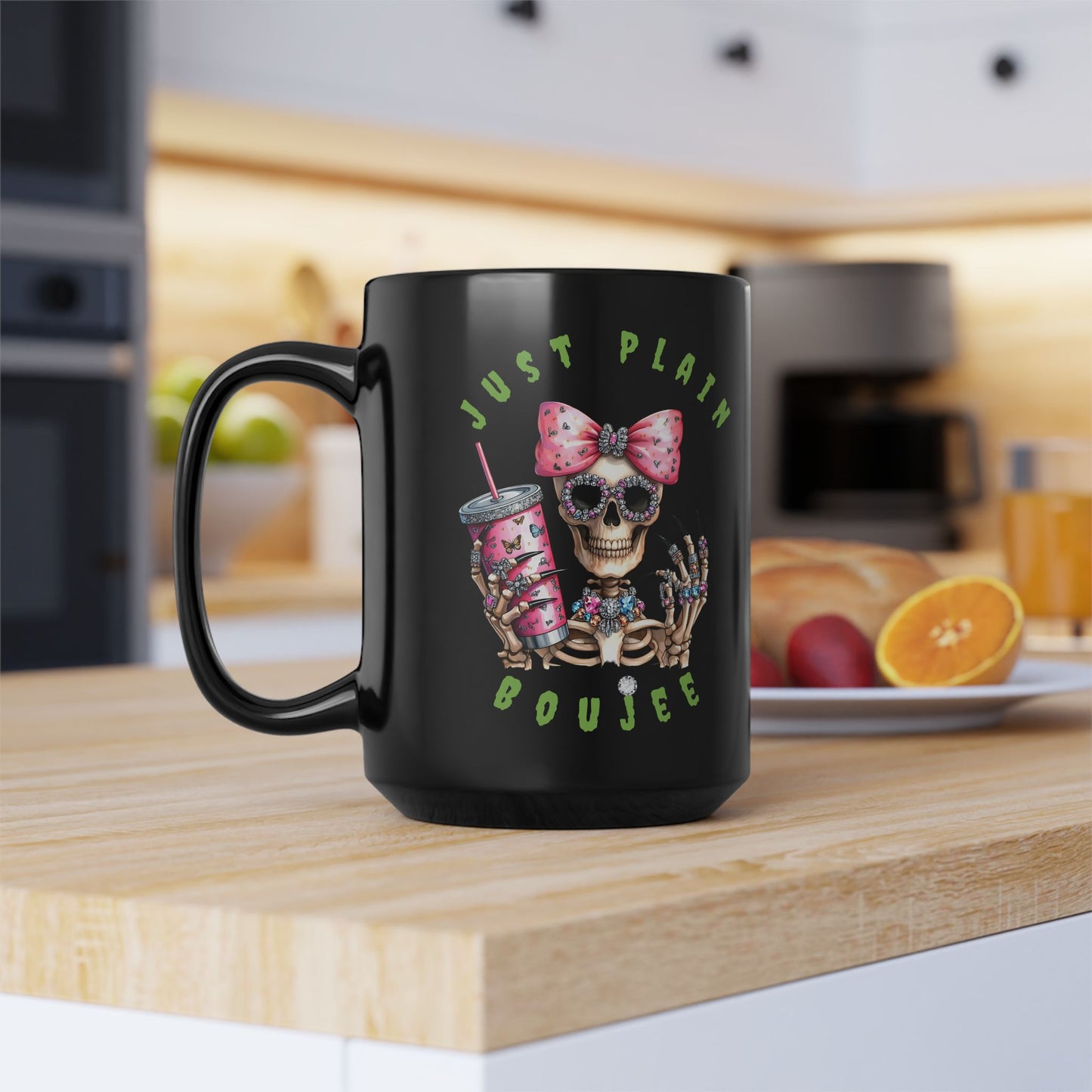 Halloween Just Plain Boujee BLACK Mug 15oz