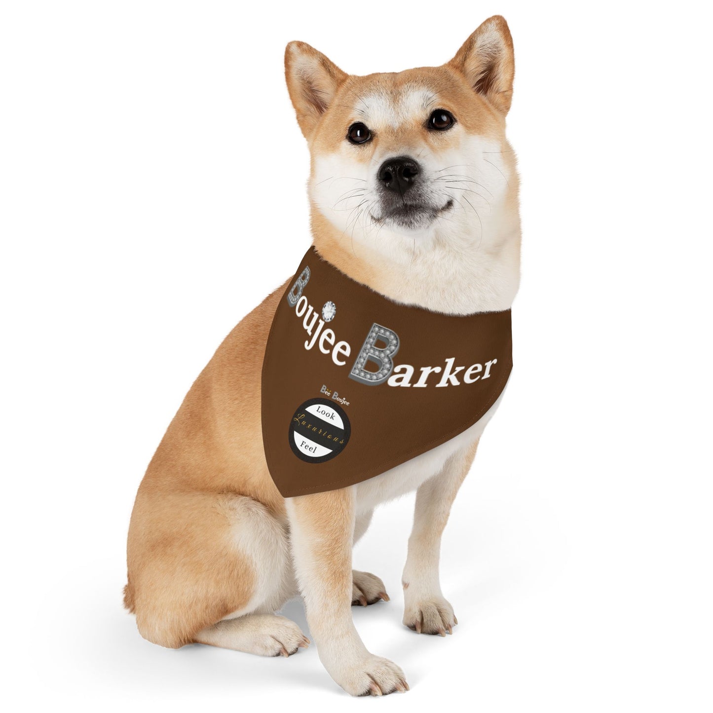 Boujee Barker Bandana BROWN - Pet Collar LARGE