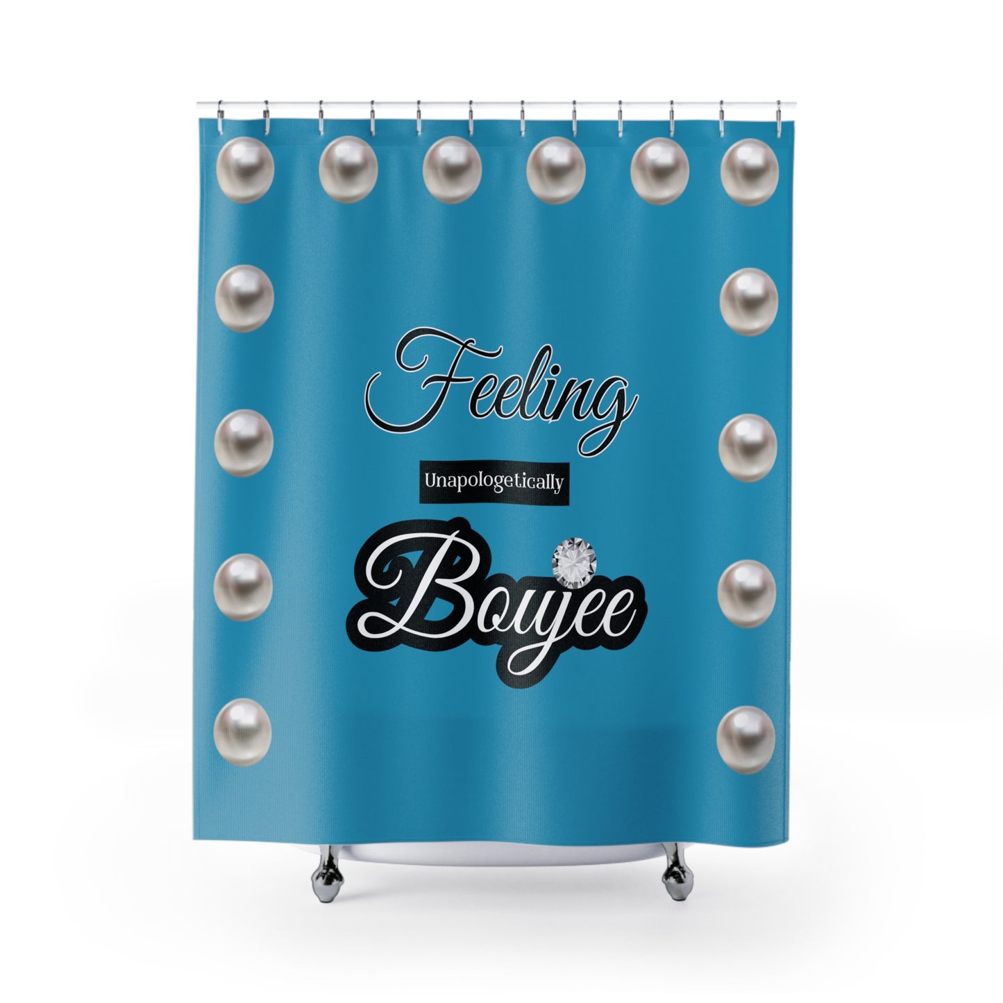 Feeling Boujee - Shower Curtain TURQUOISE with PEARLS