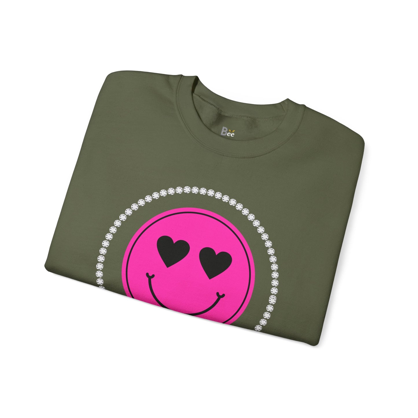 Boujee Smiley Face Pink Heart Eyes - Heavy Blend™ Dark Colors Crewneck Sweatshirt
