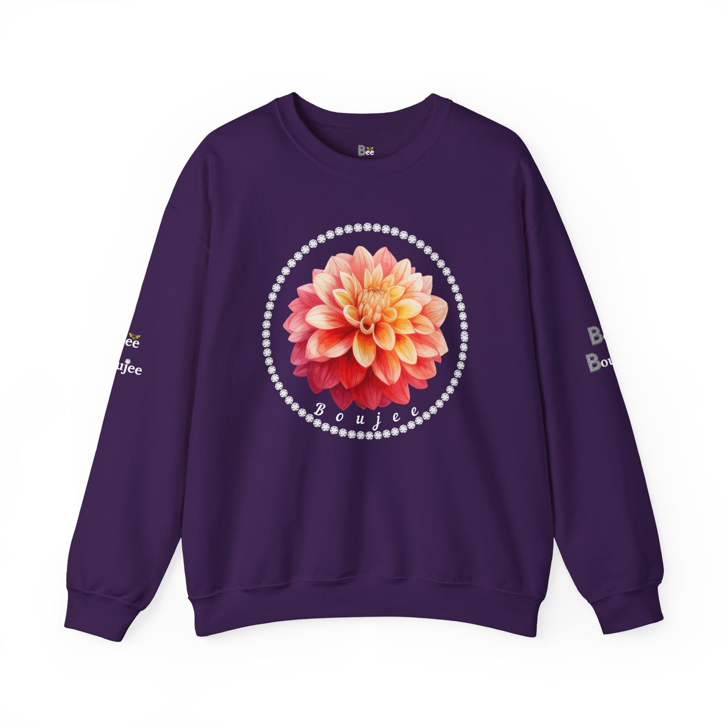 Boujee Flower Pink Yellow - Heavy Blend™ Dark Colors Crewneck Sweatshirt