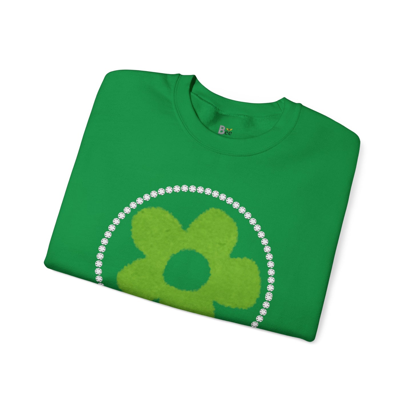 Boujee Fuzzy Green Flower - Heavy Blend™ Light Colors Crewneck Sweatshirt