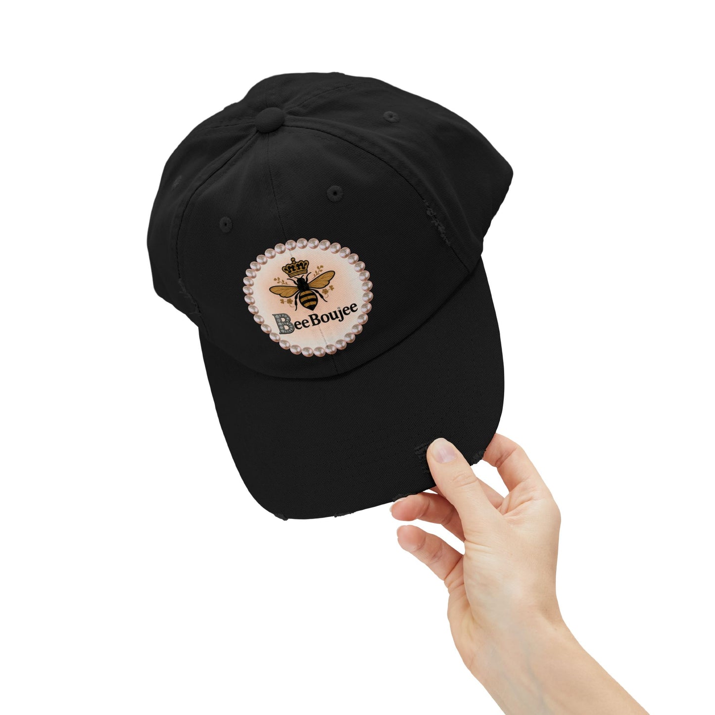 Bee Boujee Distressed Pearl-Emblem Cap